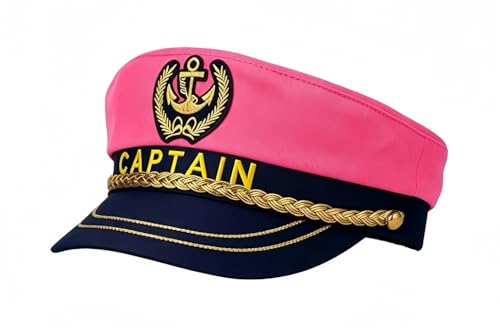 TOPORTY Yacht Captain Hat Nautical Hat Yacht Boat Sailor Captain Cap Adjustable Navy Marine Admiral Hats for Men Women Boat Yacht Rock Costumes Party Hot Pink