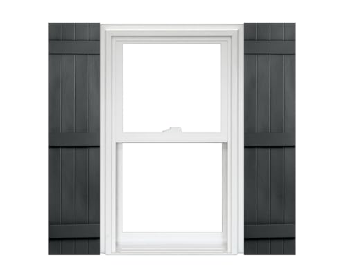 Polaris Homeside 4 Board and Batten Joined Vinyl Shutters (1 Pair) 14-1/2in. x 55in. - 410 Gray