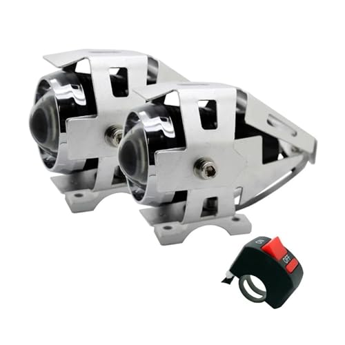 �ɓK������2��/�Z�b�g U5 LED �o�C�N�w�b�h���C�g 3���[�h 3000LM �v���W�F�N�^�[�t�H�O�����v �g���C�g �o�C�N�pLED�⏕�� �I�[�g(Silver Shell)