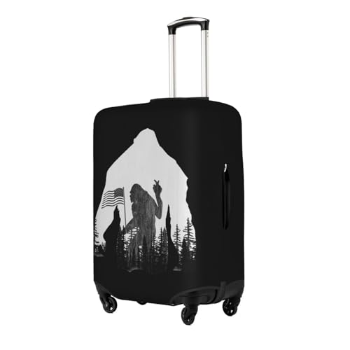 Travel Luggage Cover America Sasquatch Bigfoot Trees Forest 1 Fashion Washable Baggage Suitcase Protector Fit For Luggage X-Large2