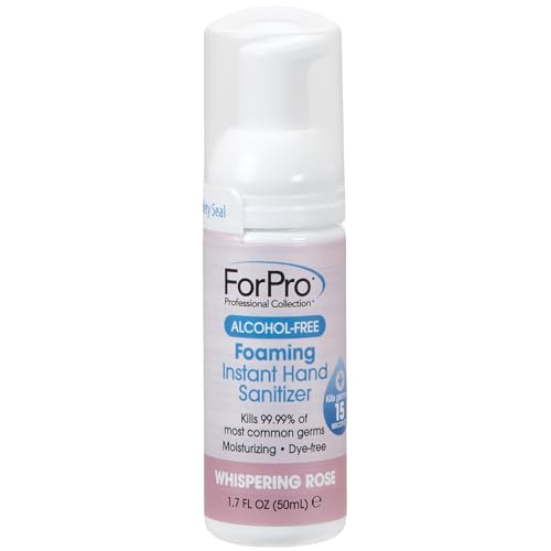 Image of ForPro Alcohol-Free Foaming Instant Hand Sanitizer, 1.7 Fl Oz - Moisturizing, Dye-Free Formula, Whispering Rose Scent