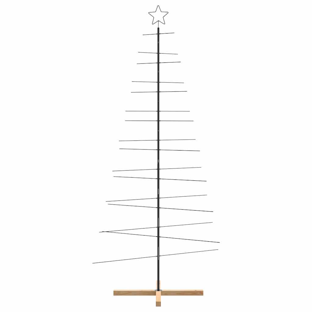 Sapin de Noël artificiel moderne en métal noir de 210 cm de haut avec support en bois solide pour décoration d'intérieur et d'extérieur