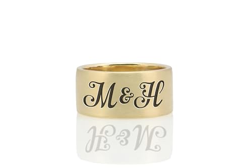 Bague à initiales gravée de style vintage pour couple