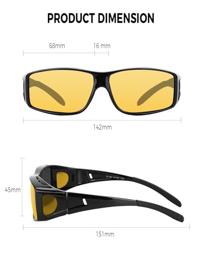 Image of Night Driving Glasses for Men Women Fit Over Sunglasses Anti Glare Polarized HD Night Vision Glasses