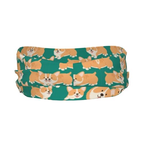 Boys Girls Sports Sweat Bands, Boho Style Long Head Band for Yoga Travel Spa, Cool Cute Corgi Puppies Dogs Art Headdress Hair Accessories3