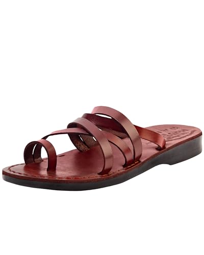 Holy Land Market Men/Women Biblical Jesus Leather Sandals/Slides From Jerusalem (Samaria Black)