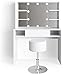 Vicco LED Schminktisch Daenerys Weiß Frisiertisch Frisierkommode Spiegel Hocker (Schminktisch + Hocker + LED)