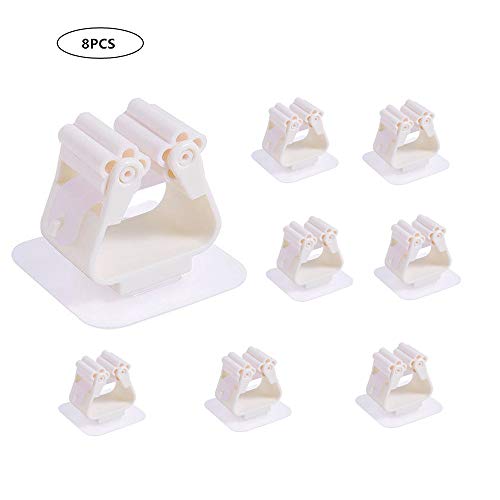 3-H Colgador Escobas y Fregona,Autoadhesivo Gancho Soporte de Pared, Sin Perforacion, Impermeable,Organizador para Las Herraminetas Limpias- Cocina Baño Jardín Garaje (8PCS) (white)