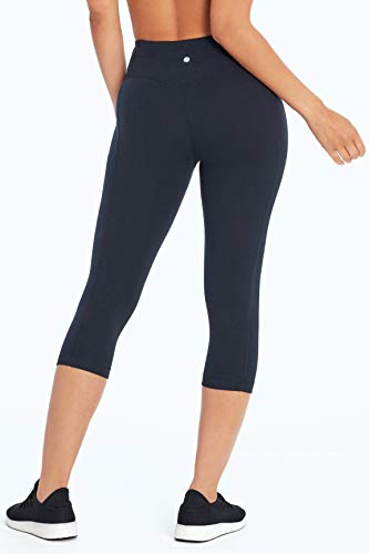 Bally Total Fitness Womens High Rise Tummy Control Capri Legging, Black, X-Large