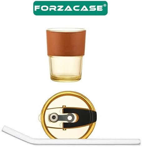 Forzacase 350ml Isıya Dayanıklı Deri Şeritli Pipetli Borosilikat Cam Bardak | Çay Kahve - FC1141 - Görsel 7