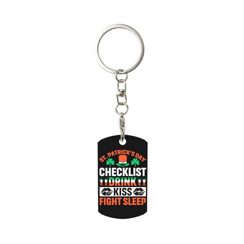 NIENIE St Patrick's Day Checklist Drink Kiss Fight Sleep Keychain