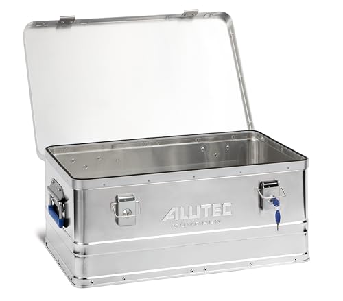 ALUTEC MÜNCHEN Aluminiumbox BASIC 40 LOCK (mit Zylinderschloss, 2 Schlüssel, Inhalt 40 l, Außenmaße (LxBxH) 560 X 370 X 245 mm, staub-/spritzwassergeschützt, Werkzeugbox, Gewicht 2,98 kg) 10040LOCK