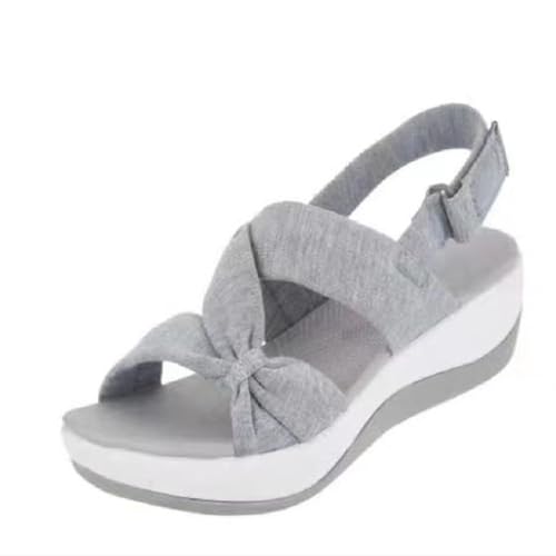 Sandalias de mujer Transpirable Playa Zapatos de Gran Tamaño Arco Nudo Tacones de Cuña Sandalias Moda Romanas y Zapatos de Mujer Rojo, gris, 35 EU X-Ancho