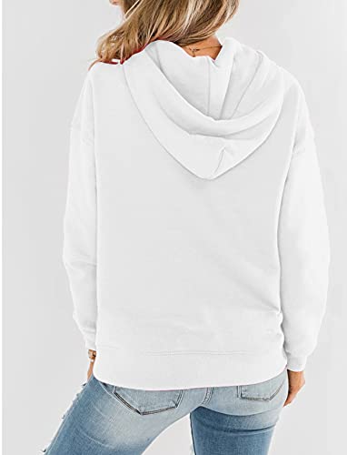 Orchidays Womens Lightweight Hoodies Long Sleeve Casual Pullover Solid Loose Sweatshirt With Pocket (White,Medium,Adult,Female,Us,Alpha,Medium,Regular,Regular) #TOP3