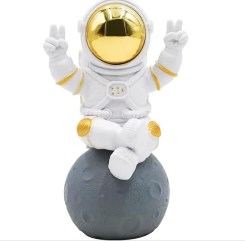 Image of VRB DecTM 1pcs Astronaut Miniature Showpiece Set for Home Decor, car Dashboard,Valentine,Living Room,Gifts Figurines,Cake Decoration Items-Resin (1 Pcs Golden Ashtronaut Showpiece)