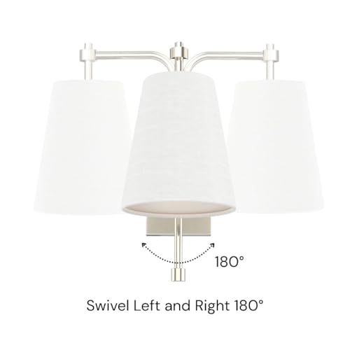Image of Swing Arm Wall Lamps Set of 2, Fabric Linen Shade, Hardwired Wall Mounted Light Fixture for Bedside, Living Room, Bathroom, Versatile Home Decor (Brushed Nickel)