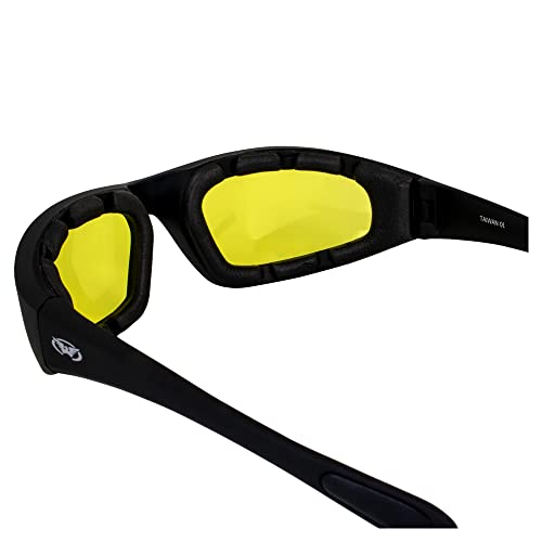 Global Vision Kickback Photochromic - Light Adjusting Lens Yellow Tint To Smoke - Eva Foam Padded Motorcycle Sunglasses #TOP3