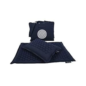 PRO 11 WELLBEING ECO Acupressure mat and Pillow Set with Large Carry Bag (Navy Blue)