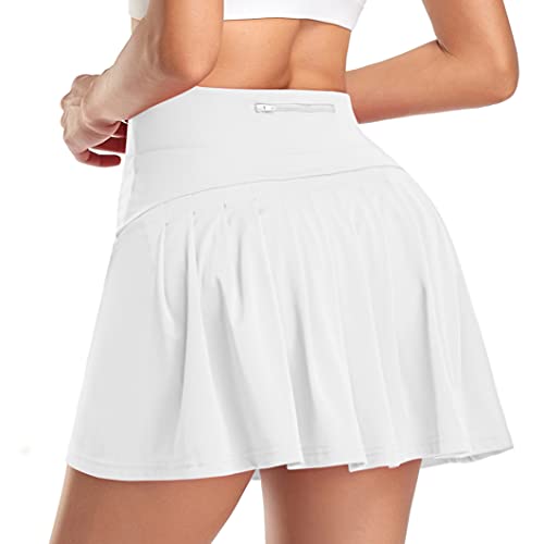 WOWENY Mujer Deportivo Corto Falda Plisada A-Line Mini Skorts de Tenis Golf con Bolsillos Interiores para Shorts Vestido de Playa para Mujer (Z-Morado M)