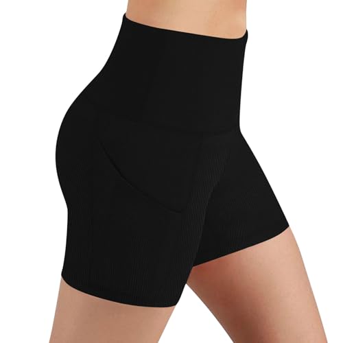 Amazon.com: Women Ribbed Knit Seamless Shorts Leggings High