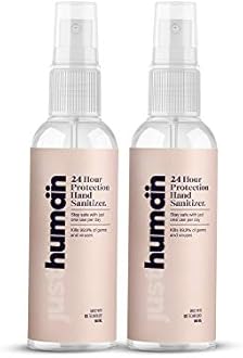 JustHuman 24 Hour Protection Hand Sanitizer Spray- 99.99% Effective Against Germs -70% Alcohol, Protective Bionic Shield, Skin Friendly, Instant Germ-Free Protection (Pack Of 2, 100 Ml)