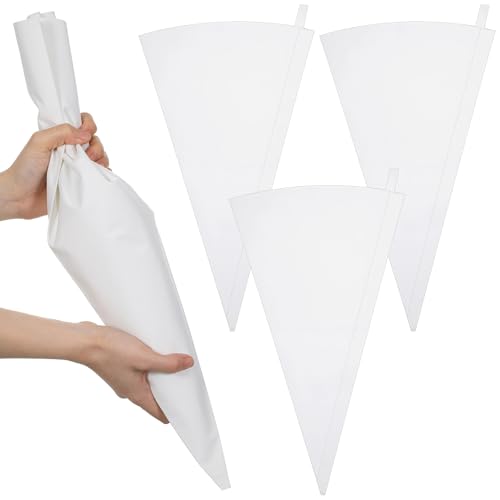 guduling 3 Stück Große Spritzbeutel Spritzbeutel Wiederverwendbar 50cm/20in Weiße Spritzsack aus Baumwolle mit Aufhängeschlaufe zum Dekorieren von Gebäck Sahnetorten Backwaren und Cupcake