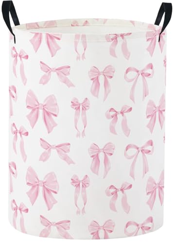 TIBAOLOVER Baby Laundry Basket Baby Nursery Hamper Kids Laundry Basket Toy Storage Bin for Boys Room Decor Gift Baskets for Bedroom Bathroom(Pink...