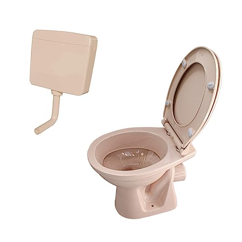 BELVIT Stand-WC Tiefspüler, Tiefspültechnik, Abgang Wand waagerecht, 39x35x49,5 cm, Sanitärkeramik, Bahama Beige, bodenstehend, Softclose-Deckel, Spülkasten CE EN 14055 CL1 DIN zertifiziert