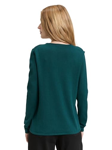 Tom Tailor Damen 1012976 Strickpullover Mit V-Ausschnitt, 12818 - Deep Meadow Green, XL EU 2