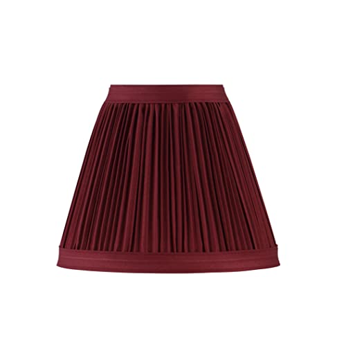 Aspen Creative 33124 Small Pleated Empire Shape Chandelier Clip-On Lamp Shade, Burgundy, 3" Top x 6" Bottom x 5" Slant