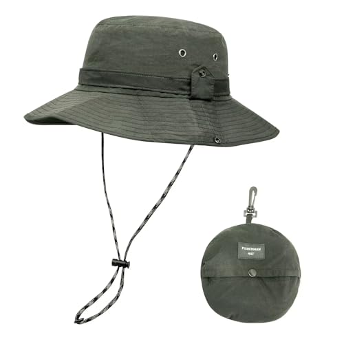 YAMEIZE Cappello da Pescatore Impermeabile UPF50+Corda per - Cappello - per Donna Uomo Cappello con Regolabile Cappello da Pesca Spiaggia Hiking