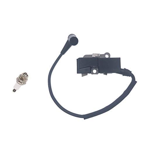 PARTSRUN #544047101 Ignition Coil with BM6A Spark Plug for Husqvarna Husky 340, 345, 346, 350, 351, 353, 357, 359, 362, 365, 371, 372XP, 385, 390 JONSERED 2065 2071 2141 2145 2149 2150 2152 ZF183-HHS