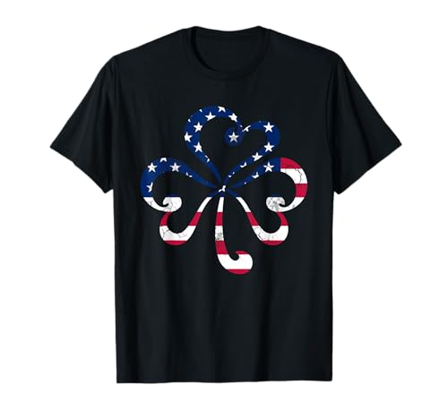 Irish American Flag Shamrock St Patrick's Day Patriotic USA Camiseta