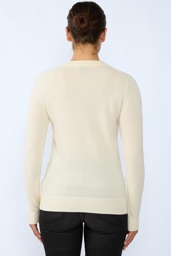 Image of JENNIE LIU Women's 100% Pure Cashmere Crew Neck Sweater, Tight Knit Cozy Soft Hand Washable Long Sleeve Pullover