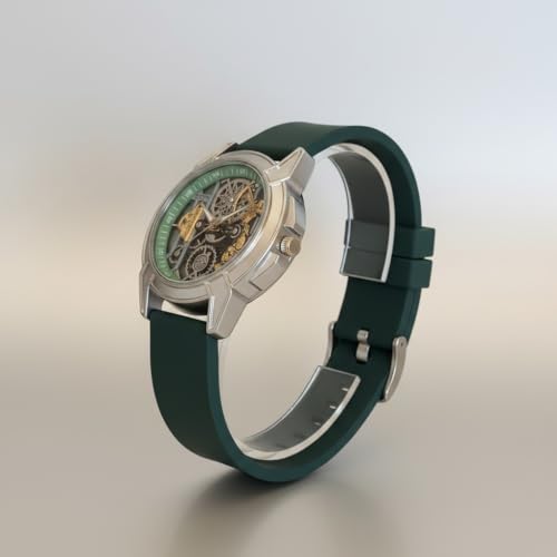 Image of Shree Ram Skeleton Watch, Ayodhya Mandir Theme, Mechanical Look Quartz, Stainless Steel Metal Bracelet, Round Dial with Deity Engraving for Man and Boyes