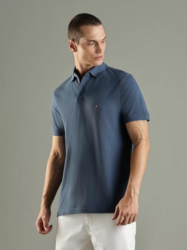 Image of Tommy Hilfiger Solid Regular fit Cotton Polo t-Shirt