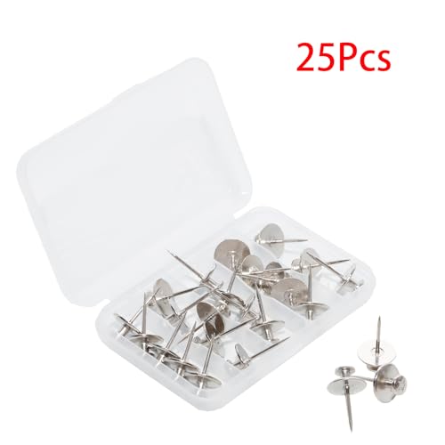 Image of 25 Pcs Silver Push Pins, Double Head Nails Decorative Tacks , Sturdy and Track-Less Wall Tacks for Easy Picture Hanging(Star Pattern)
