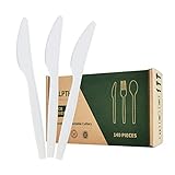 ALPTHY 100% Compostable Knives, 140 Large Disposable Utensils(6.5 in.) Heavy Duty Biodegradable Cutlery CPLA Knives, Eco-Friendly Durable and Alternative to Plastic Knives