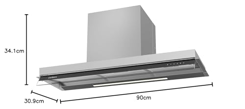 Corberó MARA9075X Filtergruppe, 90 cm, Durchflussmenge 750 m³/h, Farbe Edelstahl, 230 W, 3 Geschwindigkeiten, Aluminiumfilter 3 Schichten, Kohlefilter, Energieeffizienz B