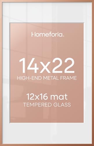 Homeforia 14x22 Rose Gold Picture Frame with Mat
