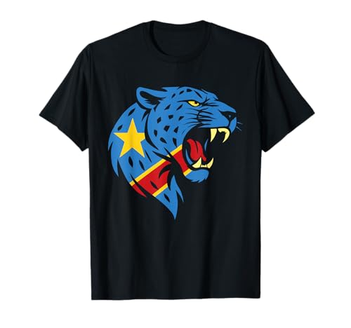 Léopard Congo Rugissant – Drapeau RDC Fier T-Shirt