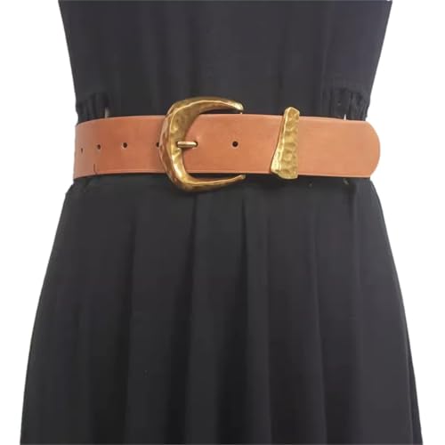 Pohullan Women Vintage Pu Leather Dress Belts Decoration Wide Belt Clothing Accessories