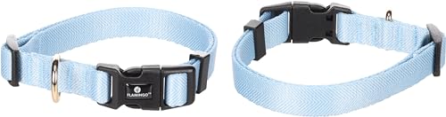 Flamingo Halsband Noekie Blau – XS | 20-35 cm x 10 mm x 1 mm, Langlebig, Stilvoll und Elegant – Für Kleine Hunde!