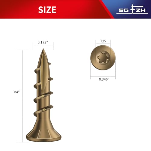 Image of #8 x 3 /4 inch Deck Screws (260Pcs) 1lb. Carbon Steel, Yellow, Flat Head, Rust Resistant epoxy Coated, with T25 Star Bit