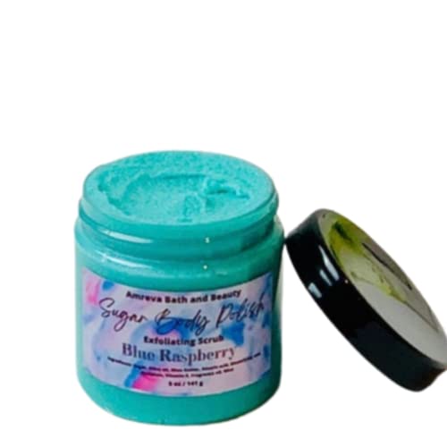 Amreva Bath And Beauty Exfoliating Body Scrub, Shea Butter Whipped Sugar Body Polish, (Blue Raspberry) #TOP5