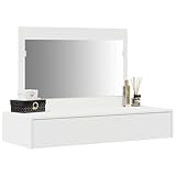 Couleur: Blanc Tomostar Coiffeuse Murale avec Miroir, Table de Maquillage Suspendue avec Tiroir Table de Toilette Murale Blanc 100 x 40 x 70 cm Bois d\'ingénierie