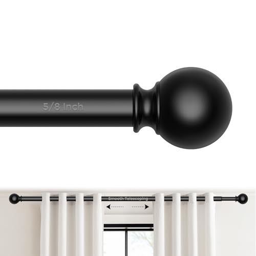 Image of JRZOO Curtain Rod for Windows 18-45 Inch, Black 5/8 Inch Small Window Treatment Rods, Short Adjustable Splicing Drapery pole, Matte Black