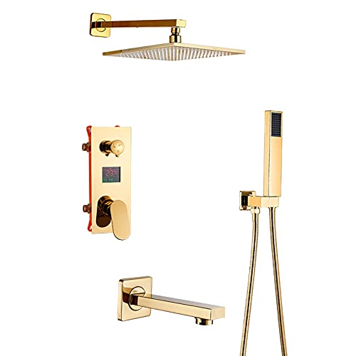 HLTYGWX de Ducha Digital Cabezal de Ducha Tipo Lluvia de 16 Pulgadas con rociador de Mano y Boquilla para bañera: Accesorio de baño para una Experiencia de Ducha Lujosa