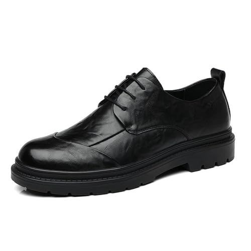 Men's Lace Up Modern Leather Oxford Brogue Dress Shoes Pointed Toe Tuxedo Party Formal Footwear