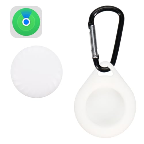 スマートタグ Apple製品に対応 iphone エアタグ 防水 防塵 薄型 厚さ8mm サウンド通知機能 紛失防止タグ 子供 見守り 追跡 ペット 【鍵や財布に装着可能】 トラッカー 探し物 スリム コンパクト 本体 : ホワイト ケース : ドロップホ